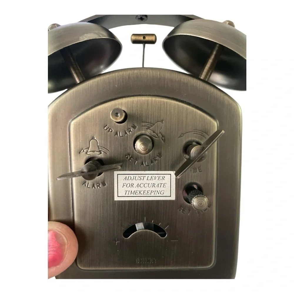 Bulova Holgate Mechanical Twin Bell Alarm Clock B8128 Antique Bronze Vintage